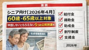 シニア向け【2026年4月】60歳・65歳以上対象｜申請しないともらえない5つの公的制度を解説