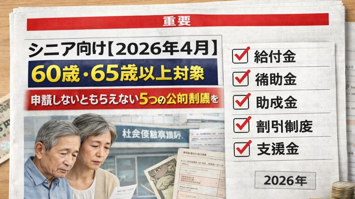 シニア向け【2026年4月】60歳・65歳以上対象｜申請しないともらえない5つの公的制度を解説