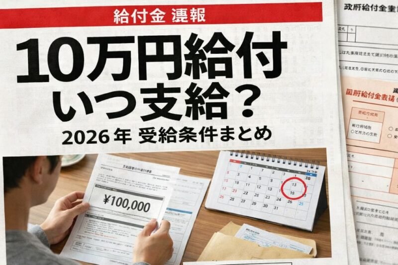 日本の10万円救済給付金2026｜受給条件と支給日をわかりやすく解説